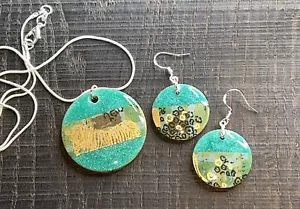 Handmade Earrings & Sterling Silver Necklace Jewelry Set Valentines Gift Women’s - Picture 1 of 2