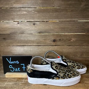 New Womens Vans Classic Slip On Fuzzy Leopard Print Shoes Sneakers Size 7 M - Picture 1 of 6