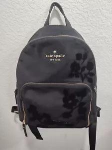 Kate Spade Watson Lane Backpack Velvet Floral Black Nylon - Authenticated! - Picture 1 of 8