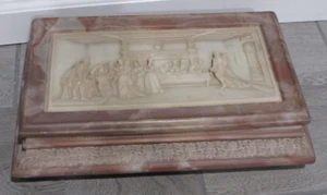 Incolay Stone Large 15”x9”x4” Jewelry/Trinket Box Renaissance Brown Cream Stone - Picture 1 of 9