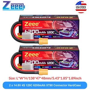 2x Zeee 4S Lipo Battery 6200mAh 14.8V 120C XT90 for RC Car Truck Tank RC Models - Picture 1 of 6