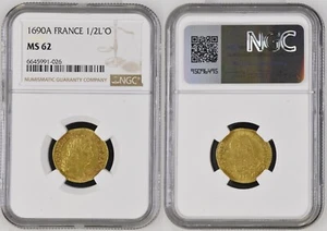 France - Louis XIV - 1/2 louis d'or 1690A - NGC MS62 - TOP POP - Picture 1 of 1