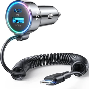 72W Car Charger USB C for Iphone 16/15, 36W Super Fast Charging Type C Coiled Ca - Picture 1 of 12