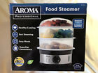 NIB+Aroma+Professional+Food+steamer+timer+3+tier+9+qt+AFS-186-3+stainless+steel