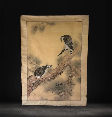 Extra large signed  Hawk painting  19th century.  ZH34 - Image 1 of 4