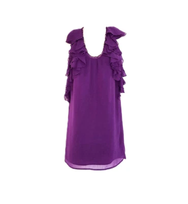 Mujer: Vestido GO INTERNATIONAL Púrpura Volantes Forrado Transparente (Talla 3) Foto 1 de 4