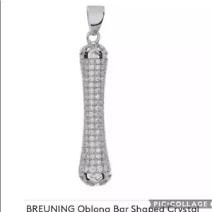 Breuning Nordstrom Crystal Oblong Pendant .925 Silver New - Picture 1 of 8