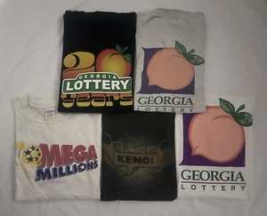 Lot of 5 Vintage Georgia Lottery T-Shirts Men’s XL Keno Mega Millions 20 Year - Picture 1 of 11