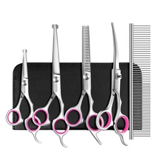 Dog Grooming Scissors Set 4CR Stainless Steel Safety Round Tip Pet Profession... - Picture 1 of 9
