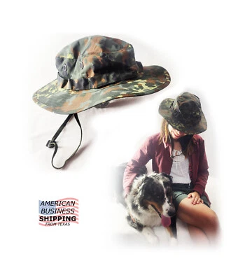New German Flecktarn Trilam Nylon Camoflauge Boonie Military Jungle Hat Size XL - Image 1 of 4
