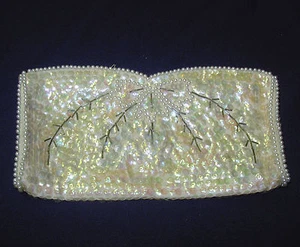 vtg La Regale ziptop Clutch evening Handbag iridescent sequins ivory beads Japan - Picture 1 of 6