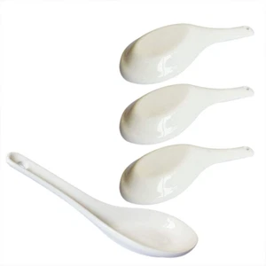 3 Pcs Asia Porcelain Soup Spoon Ceramic Rice Spoons Chinese Won Ton Spoons for H - Picture 1 of 12