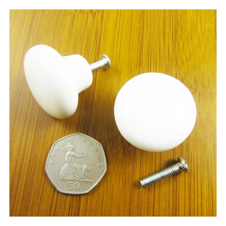 WHITE CERAMIC KNOBS CUPBOARD DOOR PULL *2 SIZES*  DRAWER HANDLE BATHROOM KITCHEN - Image 1 of 1
