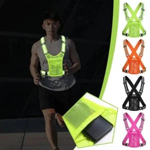 with Phone Pouch Reflective Running Vest Cycling Safe Jacket Construction - Picture 1 of 16