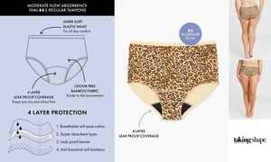 Taking Shape Period Full Briefs Bamboo Moderate Days 3 Tampons Worth Plus 24 - Picture 1 of 3