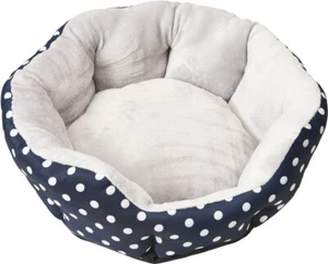 Cosmo Pet Super Comfy Polka Dot Medium Dog Bed, Navy 20 x 20 x 8 - Picture 1 of 3