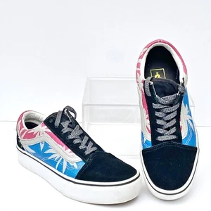 Vans Old Skool Womens 7.5 Mens 6 Pink Blue Black Summer Leaf Suede After Dark - Picture 1 of 10