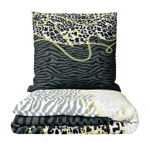 Winter Bettwäsche Set 135x200 Leopard grau warm Flauschig Fleece Reißverschluss - Bild 1 von 11