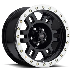 One 16x7 Vision 398COMP 5x114.3 +0 Gloss Black Machined Lip Wheel - Picture 1 of 2