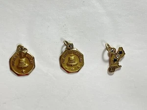 Vintage 10K Gold Bell Telephone Employee Years of Service Charms Set of 3 - Picture 1 of 7