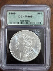 1889-P Morgan Silver Dollar - ICG MS65 - Picture 1 of 4