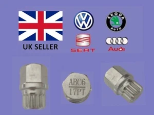 Audi Vw Seat Skoda Locking Wheel Nut Key ABC 6 Type 17 Splines - Picture 1 of 1