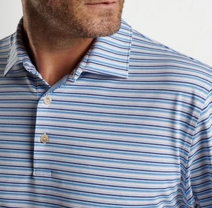 Peter Millar Herren Fairmont Performance Jersey Golf Poloshirt blau gestreift Gr. XXL - Bild 1 von 4