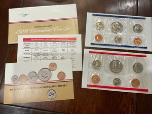 1986 P&D Mint Set Brilliant Uncirculated US with Envelope & COA (10 Coin Set) - Picture 1 of 5