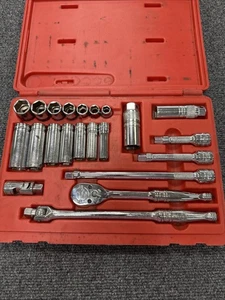 Snap-On 22 pc 3/8" Drive 6-Point Metric General Service Socket Set SAE STANDARD - Picture 1 of 9