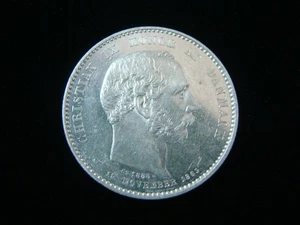 Denmark 1888 Silver 2 Kroner About Uncirculated+ KM#799 Low Mintage Nice! - Picture 1 of 2