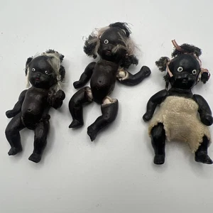 3 alte afroamerikanische Komposition Babypuppen ca. 2-1/2 Zoll - Bild 1 von 6
