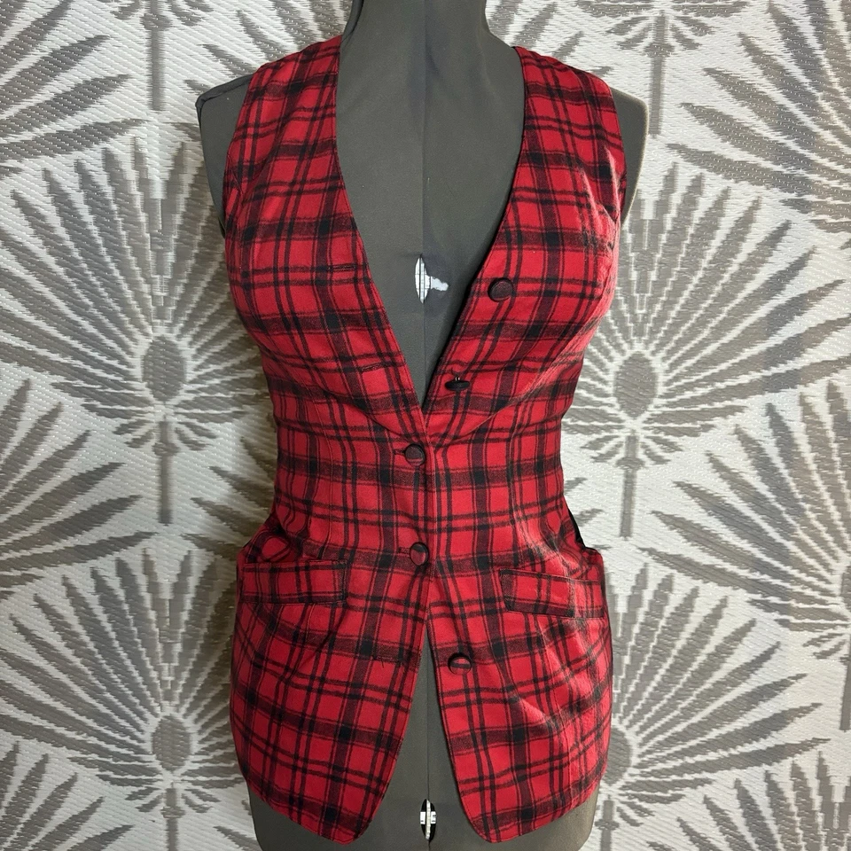 Chaleco de Franela a Cuadros Guess Georges Marciano De Colección Para Mujer Talla S Rojo Vacaciones de Navidad Foto 1 de 4