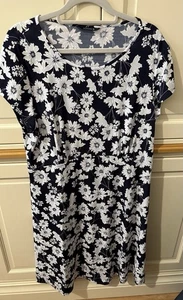 ROMAN CLOTHING Navy Floral Print Stretch Jersey Tea Dress Size 16 - Picture 1 of 10