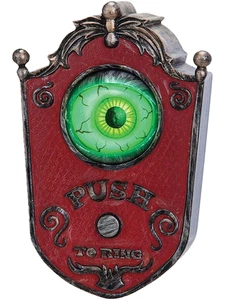 Animated Creepy Lighted TALKING MOVING EYEBALL DOOR BELL Halloween Spooky Sounds - Picture 1 of 3