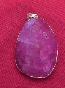 Gorgeous Pink Teardrop Geode Pendant Gold Plated Setting-Handmade (2) - Picture 1 of 6