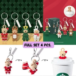 Starbucks Christmas 2025 Bearista Reusable Hot Cup Stopper Keychain 4pcs Random - Picture 1 of 14