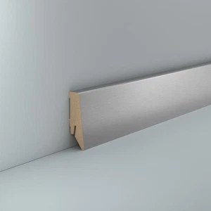 Sockelleiste MDF Edelstahl 58 mm MDF foliert Edelstahl Dekor Fußleiste Design - Bild 1 von 3