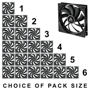 Arctic F12 TC Black 120mm Extra Quiet Case Fan 1350 RPM 53 CFM 12V 3-Pin Pack - Afbeelding 1 van 12
