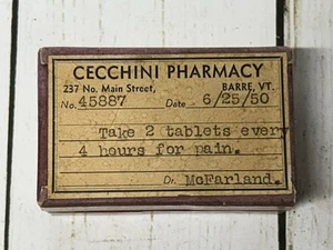 Vintage Cecchini Pharmacy Barre Vermont Apothecary Druggist Box - Picture 1 of 7