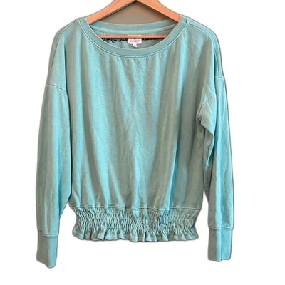 SUNDRY давайте найдем со сборками кромки толстовка пигмент Фиджи бирюзовый свитер размер M - Изображение 1 из 4