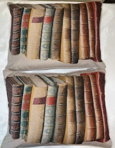 Thro by Marlo Lorenz Antique Books Throw Pillows Down-Filled 17x12 - Picture 1 of 6