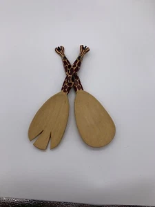 Hand-Carved & Painted Salad Serving set With A Twist From Kenya - Picture 1 of 13