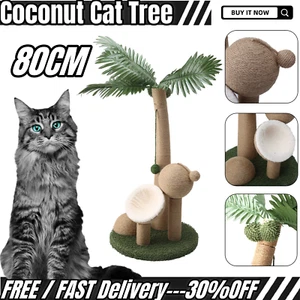 Large Cat Tree Scratching Post Kitten Climbing Tower Activity Centre with Leaves - Picture 1 of 9