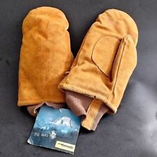 Vintage Brown Cowhide LEATHER SHOOTING MITTENS Insulated WHITEWATER See Pics NOS