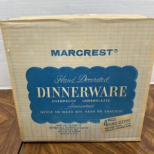 Vtg Marcrest Blue Spruce Pinecone Dinnerware 4 Piece Place Setting Sealed New - Picture 1 of 14