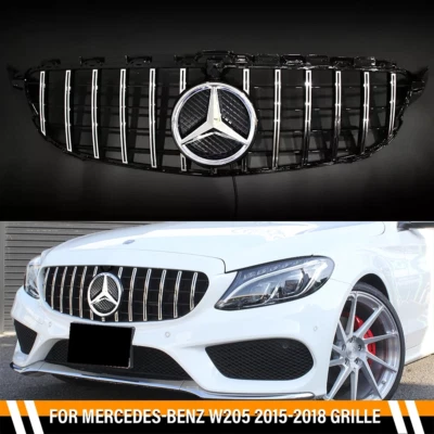 Front Grille For Mercedes Benz W205 C-Class C300 Grill W/LED Emblem 2015-2018 Foto 1 de 4