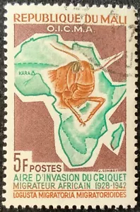 MALI 1964 - INSECTS - MIGRATORY LOCUSTS - FINE MINT 5f STAMP MNH - Picture 1 of 1