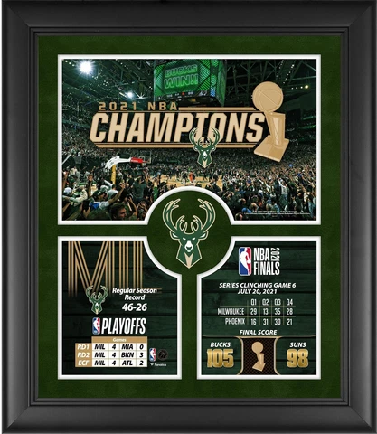 Milwaukee Bucks Framed 2021 Finals Champs 23" x 27" Framed Collage Cover