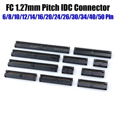 FC 1.27mm Pitch 6/8-50 Pin IDC Socket Double Row Female Header Cable Connector - Image 1 of 4