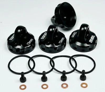 CNC Alloy 13mm Shock Caps (4) Black For Team Associated RC10B7 B7D B6.4 B74.2 - Image 1 of 2